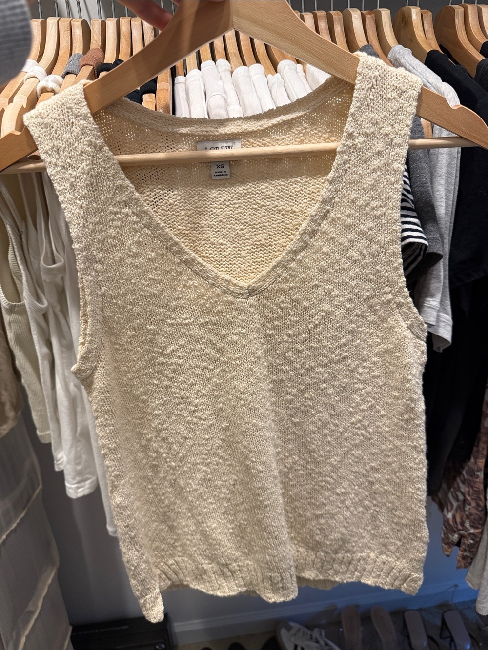 J. Crew Cream Textured V-Neck Tank